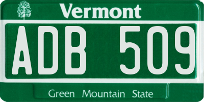 VT license plate ADB509