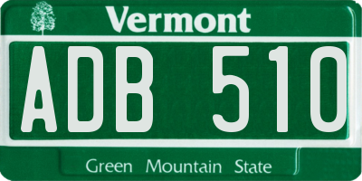 VT license plate ADB510