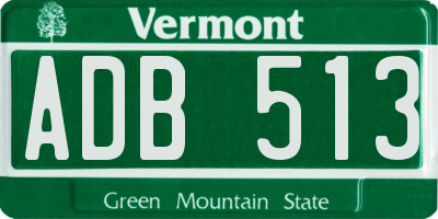 VT license plate ADB513