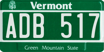 VT license plate ADB517