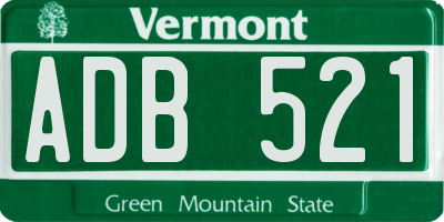 VT license plate ADB521