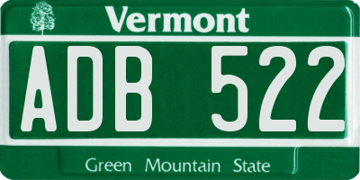 VT license plate ADB522