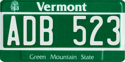 VT license plate ADB523