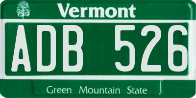 VT license plate ADB526