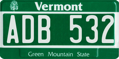 VT license plate ADB532