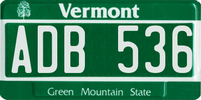 VT license plate ADB536
