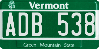 VT license plate ADB538