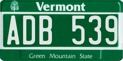 VT license plate ADB539