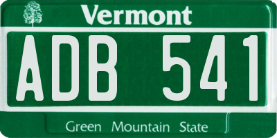 VT license plate ADB541