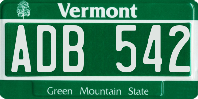VT license plate ADB542