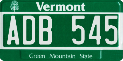 VT license plate ADB545