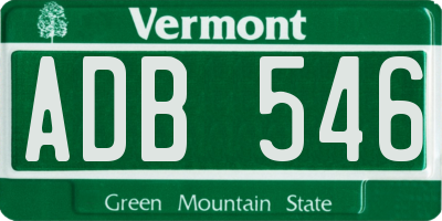 VT license plate ADB546