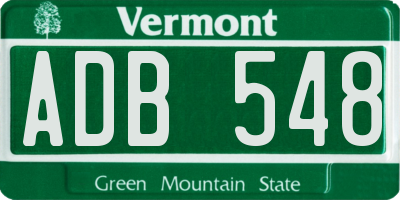 VT license plate ADB548