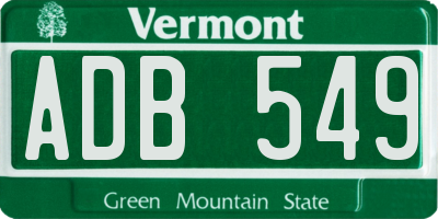 VT license plate ADB549