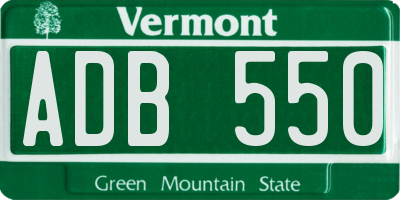 VT license plate ADB550