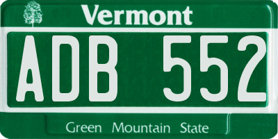 VT license plate ADB552