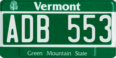 VT license plate ADB553