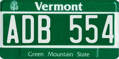 VT license plate ADB554