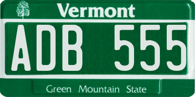 VT license plate ADB555