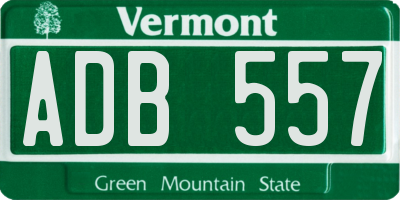 VT license plate ADB557