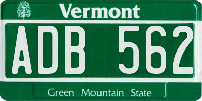 VT license plate ADB562