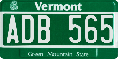 VT license plate ADB565