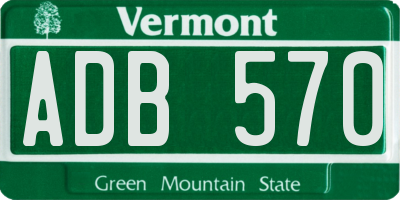 VT license plate ADB570