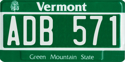 VT license plate ADB571