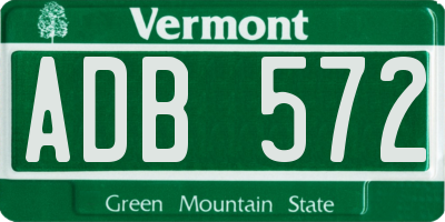 VT license plate ADB572