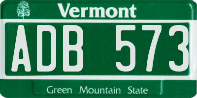 VT license plate ADB573