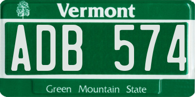 VT license plate ADB574