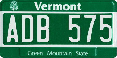 VT license plate ADB575