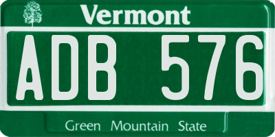 VT license plate ADB576
