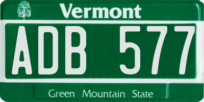 VT license plate ADB577