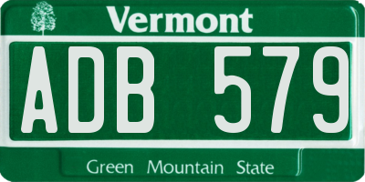 VT license plate ADB579