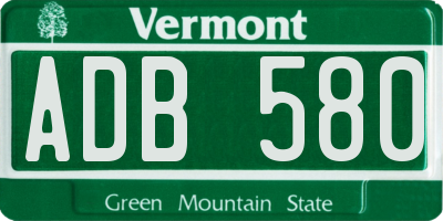 VT license plate ADB580