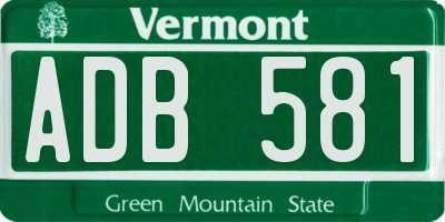 VT license plate ADB581