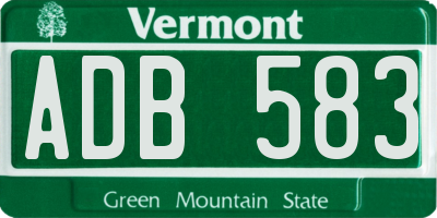 VT license plate ADB583