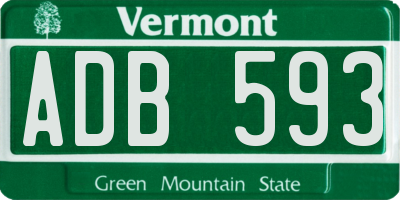 VT license plate ADB593