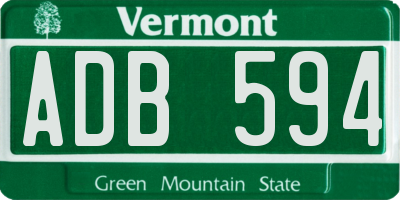 VT license plate ADB594