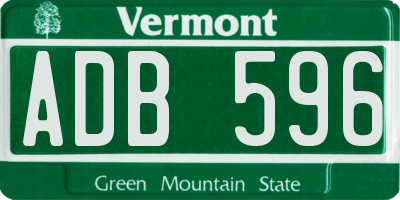 VT license plate ADB596