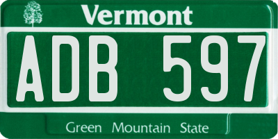 VT license plate ADB597