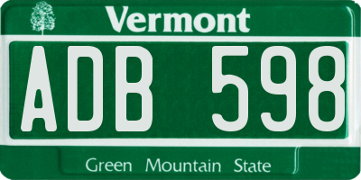 VT license plate ADB598