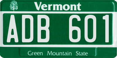 VT license plate ADB601