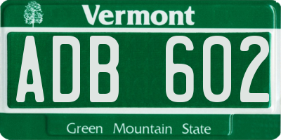 VT license plate ADB602