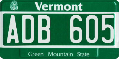 VT license plate ADB605