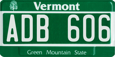 VT license plate ADB606