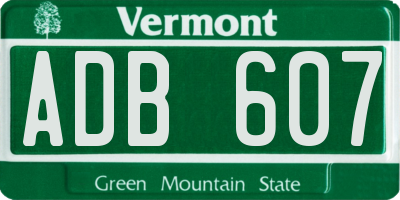 VT license plate ADB607
