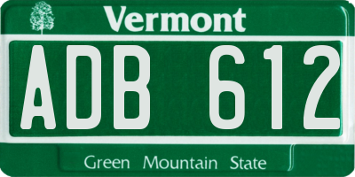 VT license plate ADB612