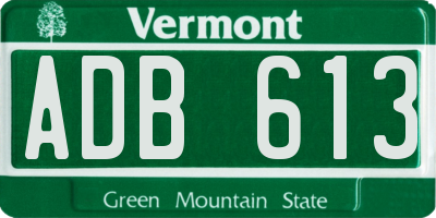 VT license plate ADB613